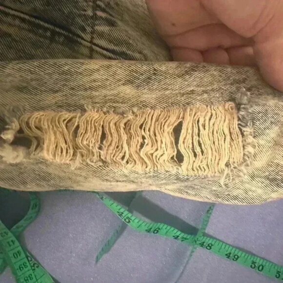 Lucky and Blessed Blue Denim Jacket with Metallic Embellished Collar - Picture 5 of 8